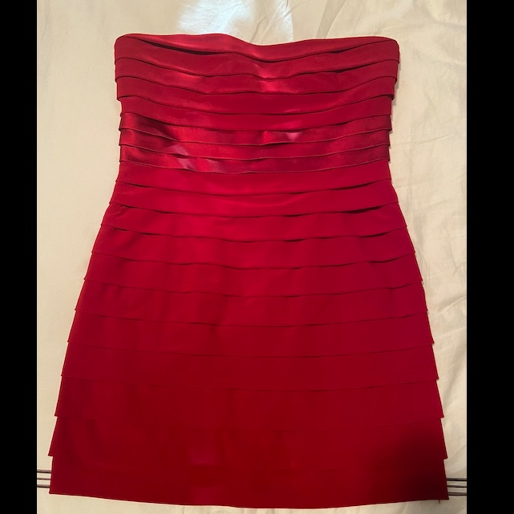 Red cocktail dress.